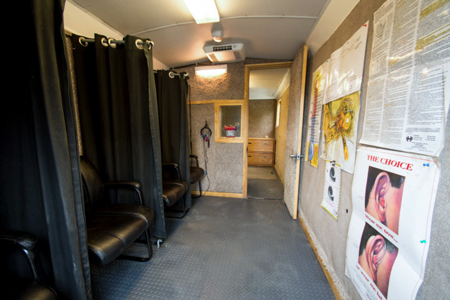 Inside the T and S Mobile Hearing testing unit